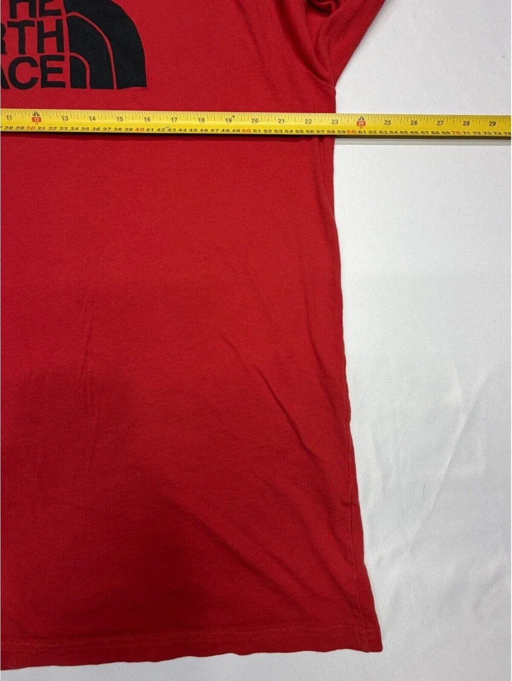 The North Face Long Sleeve T Shirt Mens Red Logo Crew Neck Cotton - Size XL